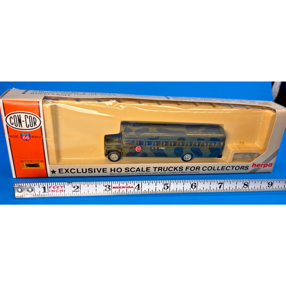 NOS w/box 1/87 HO Die cast Con-Cor U.S. ARMY Bus w/Original Box Route 66 - Picture 2 of 11